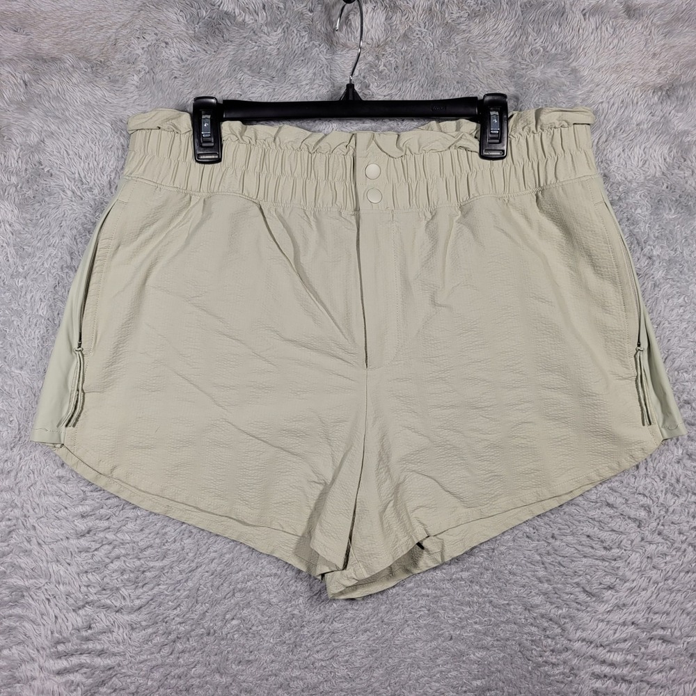 FLX‎ Womens XL High Waist Pull On Lined Shorts Khaki Athletic Activewear